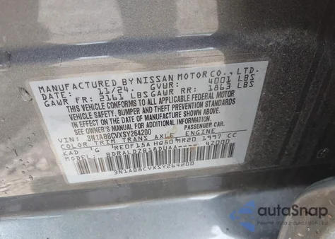 2025 Nissan Sentra Sv from USA, damaged, VIN 3N1AB8CVXSY264200